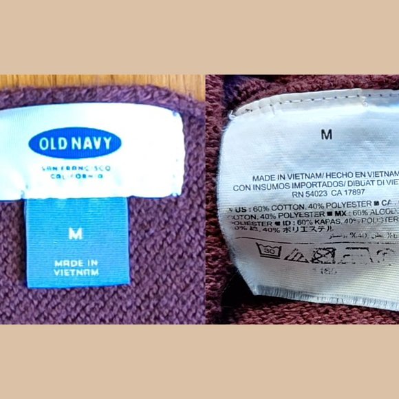 Old Navy Maroon V-Neck Pullover Medium Casual Travel Comfort Hipster Holiday Lux - Picture 3 of 6